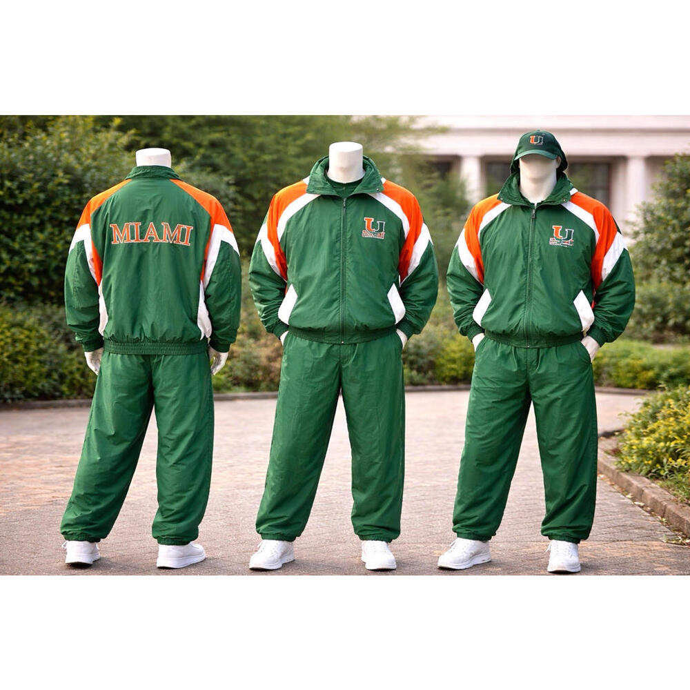 VTG Y2K Genuine Stuff Miami Hurricanes Windbreaker Track Jacket Pants L NCAA, Co